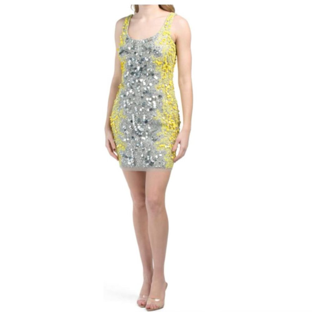 NWT Aidan Mattox Contrast Beaded Cocktail Dress, size 8